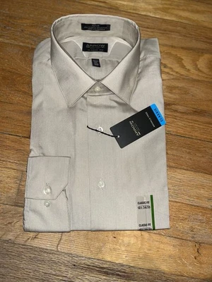 Camisa clásica con botones de manga larga beige sin arrugas Arrow para hombre 16,5 34/35 nueva con etiquetas Foto 1 de 4