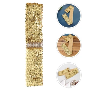  2 Stück Damen dehnbare schmale Taillengürtel - glänzende Pailletten Dekor elastische Gürtel für - Bild 1 von 12