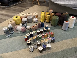 Lot Of Assorted Sewing Threads, Crochet, Polyester, Cotton, Sizes, Styles, (57) - Picture 1 of 9