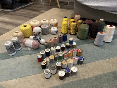 Lot Of Assorted Sewing Threads, Crochet, Polyester, Cotton, Sizes, Styles, (57) - Image 1 of 4