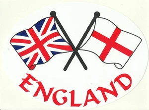 England St George & Union Jack Flags Oval External Car Bumper Sticker Decal - Picture 1 of 1