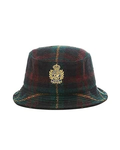 Polo Ralph Lauren Crest Crown Donegal Tweed Embroidered Plaid Wool Bucket Hat - Picture 1 of 3