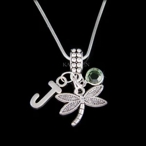 Personalized Initial DRAGONFLY Necklace Christmas Memorial Keepsake Necklace New - Picture 1 of 8