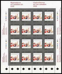 Canada - Scott 1419 - Full Pane of 16 Stamps - Masterpieces of Art - 1992 - Picture 1 of 1