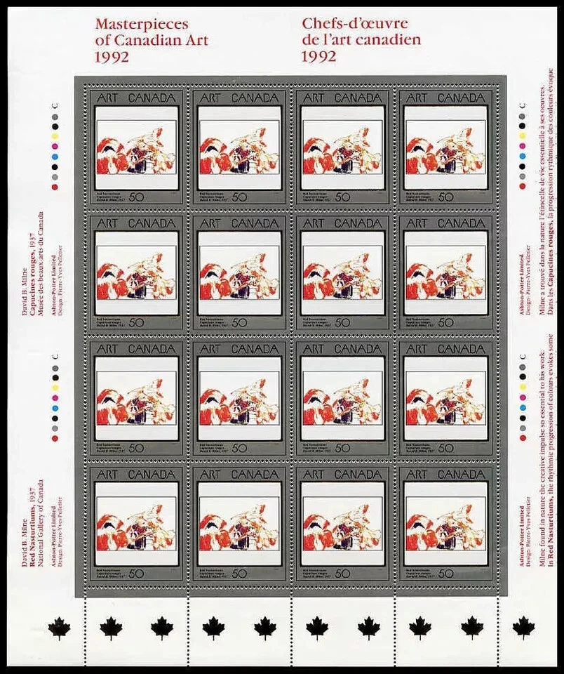 Canada - Scott 1419 - Full Pane of 16 Stamps - Masterpieces of Art - 1992 - Image 1 of 1