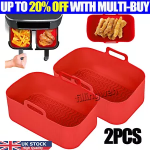 2X Silicone Pot for Air Fryer Dual Basket Liner Handle Baking Pan For Ninja❤Cook - Picture 1 of 11