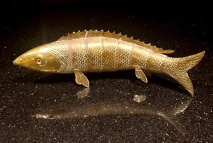 Brass Articulated Fish with Red Eyes Rare Vintage 22" Long Made in Hong Kong EUC - Picture 1 of 18