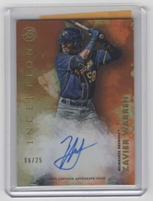 2021 Bowman Inception Baseball Zavier Warren Rookie Auto 06/25 Milwaukee Brewers - Image 1 of 2