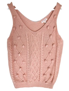 Blu Pepper Cable Knit Tank Sweater Pullover Women's Size Medium Blush Pink NWT - Picture 1 of 10