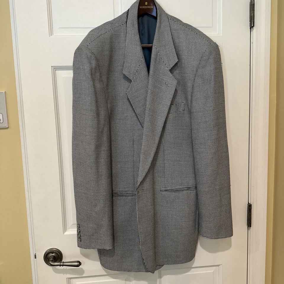 Abrigo deportivo de lana a cuadros azul Zanetti italiano fino para hombre -46L Foto 1 de 4