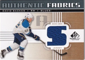 🏒 11-12 SP JUEGO USADO TELAS AUTÉNTICAS - DAVID BACKES #AF-BK LETRA "S" AZULES - Imagen 1 de 1