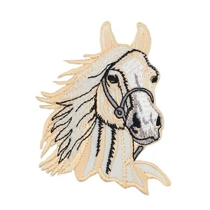 am12★Parche cabeza caballo para planchar imagen para planchar parche yegua parche 6,5 x 8,5 cm - Imagen 1 de 7