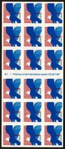 2598 Sheet of 18 1994 29 Cent Blue Eagle Red Stripes Stamps Free US Shipping - Picture 1 of 1