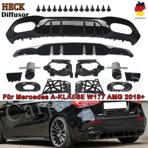Heckdiffusor Auspuffblende für Mercedes W177 GLANZ SCHWARZ A35 Optik Diffusor - Bild 1 von 15