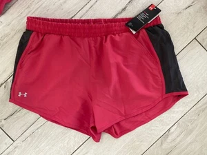 NWT UNDER ARMOUR Women Pink/Gray Loose Athletic Running Shorts Large NEW - Picture 1 of 5
