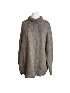 Free Assembly Womens XL Tunic Turtleneck Sweater Tan Gray Long Sleeve - Picture 1 of 7