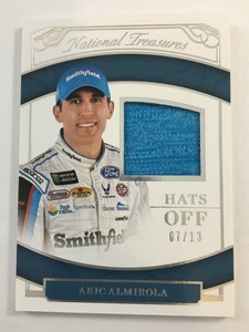 ARIC ALMIROLA 2017 PANINI NATIONAL TREASURES HATS OFF BLUE HAT RELIC SSP /13
