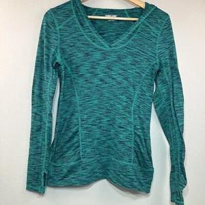 Kirkland Signature Green Long Sleeve Hoodie Thumbholes Hood V-Neck Womens Medium - Picture 1 of 6