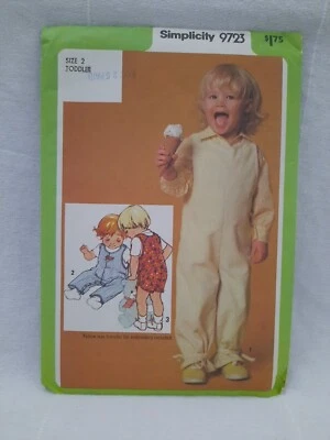 1980 Simplicity 9723 Adorable Toddlers' Overalls In 2 Lengths ~ Size 2 ~ Uncut - Image 1 of 4