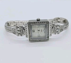 AVON Watch Elegant Rhinestone Cuff Link Silver tone New Battery - Picture 1 of 7