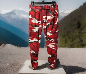 Kreamy Pants Women's Size Small Red Camo Cargo Joggers Belted Gorpcore Utility - Picture 1 of 11
