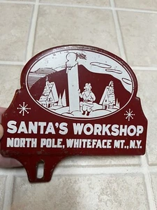 Vintage Santa's Workshop Whiteface New York Souviner Metal License Plate Topper - Picture 1 of 3