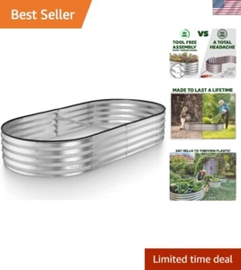 Innovative Tool-Free Assembly Galvanized Garden Bed - 6ft x 3ft Outdoor Planter - Picture 1 of 8