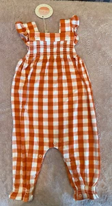 NWT Tullabee Harvest Pumpkin Smocked Romper in Orange 3-6 Months - Picture 1 of 4
