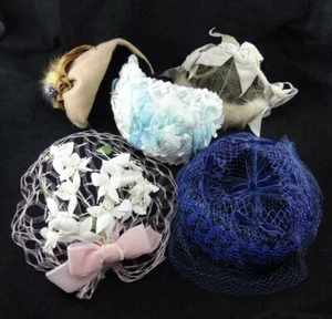 5pc Lot Vintage Retro Women's Hats Nets Veils Hair Accessories Union Made - Picture 1 of 12