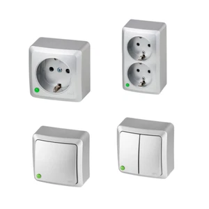 Montage / prise de courant / interrupteur d'éclairage / interrupteur / bouton poussoir / argent - Photo 1/14