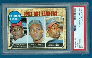1968 Topps N.L. RBI Ldrs #3 Cepeda, Clemente, Aaron PSA 8 NM-MT OC (From Vending - Bild 1 von 2