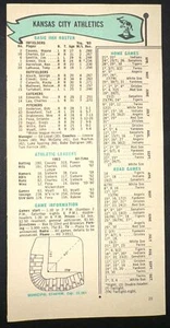 1964 KANSAS CITY ATHLETICS A'S - HOME/AWAY ROSTER SCHEDULES - Picture 1 of 1