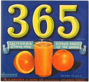*Original* 365 "Every day of the Year" Upland  Orange Crate Label NOT A COPY! - Picture 1 of 1