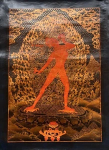 VAJRAYOGINI/DAKINI/ YOGINI OIL VARNISHED ORIGINAL TIBETAN THANGKA PAINTING - Picture 1 of 10