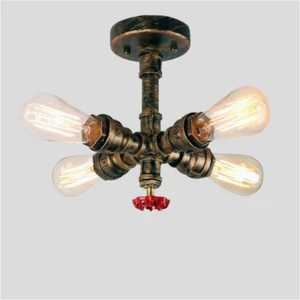Vintage 4 Light Rustic Metal Pipe Adjustable Pendant Light Ceiling Lamp Fixture - Picture 1 of 4