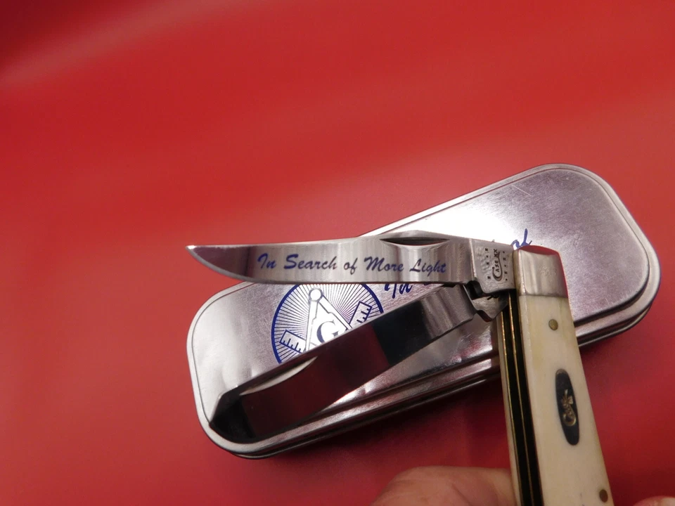 2019 Case Natural Bone Masonic Mini Trapper Knife  2 Blade NMIB 6207SS - Image 1 of 4