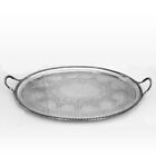 Victorian Engraved Oval Tray Beaded Rim Sterling Silver London 1871