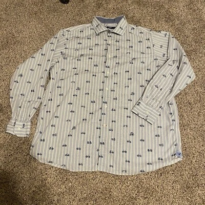 Daniel Cremieux Mens Shirt Button Down Geometric Bicycle Logo XL 100% Cotton EUC - Image 1 of 4