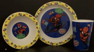 SPIDERMAN TUMBLER BOWL & PLATE SET KIDS BREAKFAST DINNER SET 3 PIECE MARVEL NEW - Picture 1 of 1