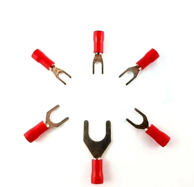 EASYPARTS4U Red Insulated Fork Terminals Crimps Wire Electrical Connectors 10A