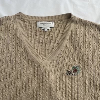 Chaleco Suéter Izod De Colección Para Hombres L Agujas de Pino Golf Tejido con Cable Foto 1 de 4