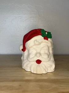 vintage ceramic Santa planter 5.25" retro Santa Claus head plant pot read white - Picture 1 of 10