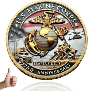 Doppelseitige USMC 250th Anniversary Challenge Münze - 1,57 Zoll Marine Corps... - Bild 1 von 3