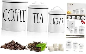 Large Coffee Tea Sugar Canister Set Farmhouse Coffee Container Set - Large - Picture 1 of 8