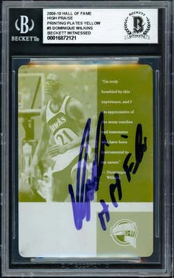 Dominique Wilkins Auto 2009-10 Panini HOF Alabanza Impresión Placa Tarjeta 5 #1/1 BAS Foto 1 de 2