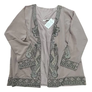 Chaqueta Cárdigan Soft Surroundings Calista Malva Adornada con Cuentas Joyas XL - Imagen 1 de 4