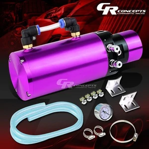 7"X2.5" T6061 ALUMINUM OIL CATCH RESERVOIR BREATHER TANK/CAN+VACUUM GAUGE PURPLE - Bild 1 von 5
