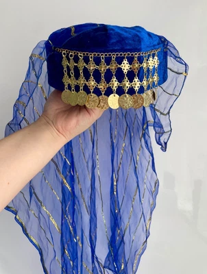 Blue Henna Night Hat, Women's Fez, Traditional, Turkish, Oriental, Costume Foto 1 de 4