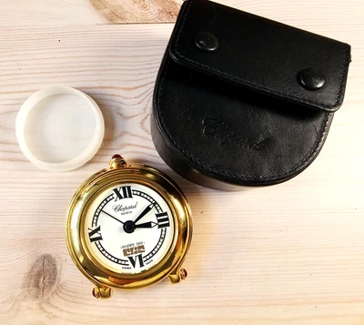 Chopard Happy Day Reise Schreibtisch Büro Wecker Gold Messing mit Etui - Bild 1 von 4