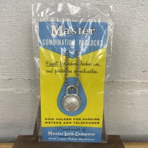 Vtg Master Lock Faux Combination Keychain Padlock Key Chain Coin Holder Novelty - Picture 1 of 8